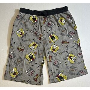 Mens Spongebob Squarepants Pajama Sleep Shorts XLarge‎ Grey Soft Fabric Pockets